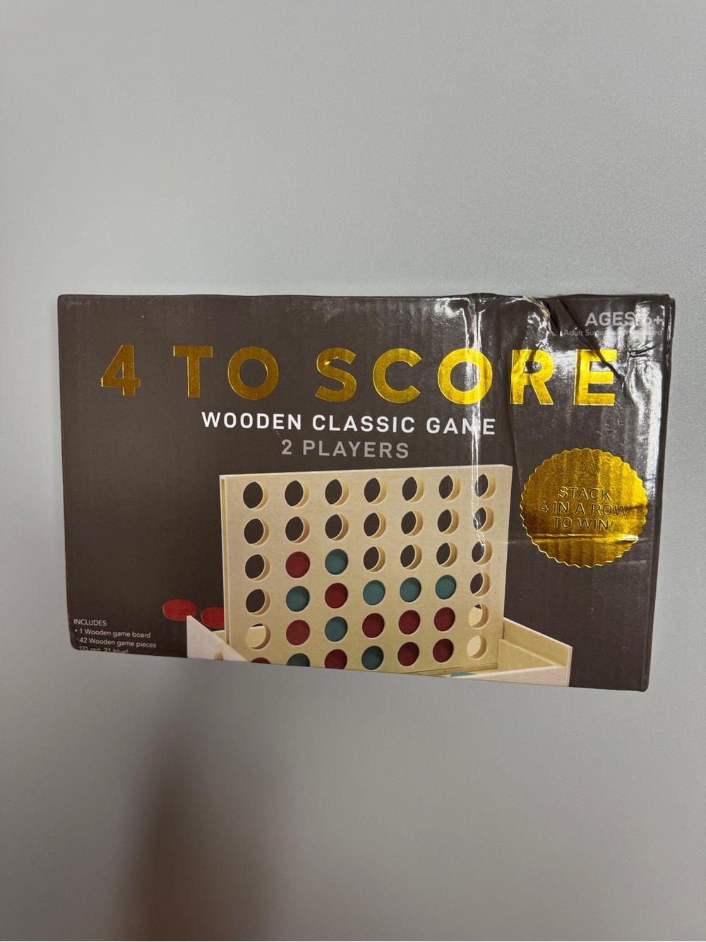 4 To Score Wooden Classic Game - Red & Teal